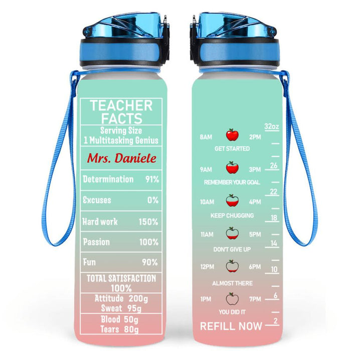 Custom Personalized Teacher Water Tracker Bottle - Best Gift For Teacher
