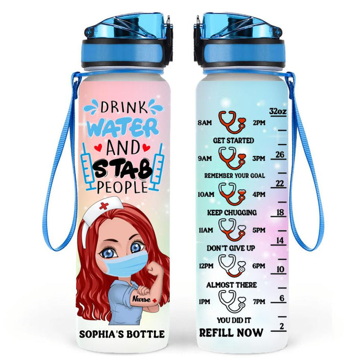 Custom Personalized Nurse Water Tracker Bottle - Gift Idea For Nurse/Mother's Day - Never Give Up Because Great Things Take Time