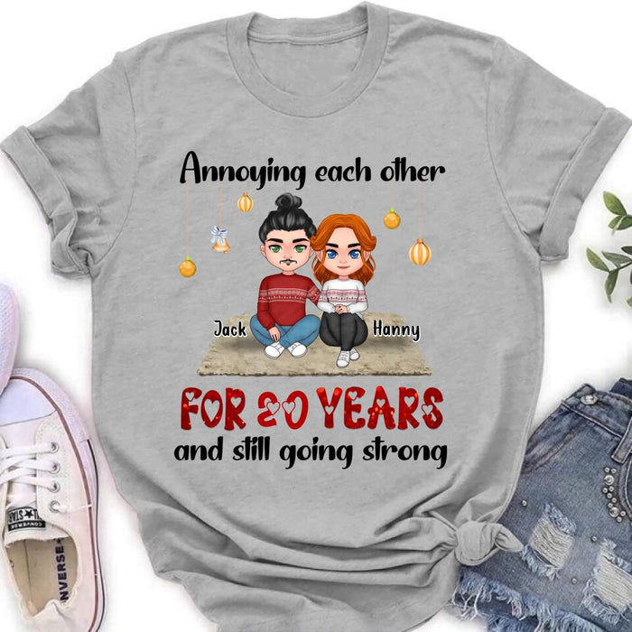 Custom Personalized Couple Christmas T-shirt/ Long Sleeve/Sweatshirt/Hoodie - Christmas Gift For Married Couples - Annoying Each Other For 20 Years And Still Going Strong