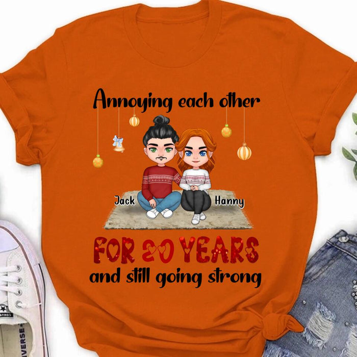 Custom Personalized Couple Christmas T-shirt/ Long Sleeve/Sweatshirt/Hoodie - Christmas Gift For Married Couples - Annoying Each Other For 20 Years And Still Going Strong