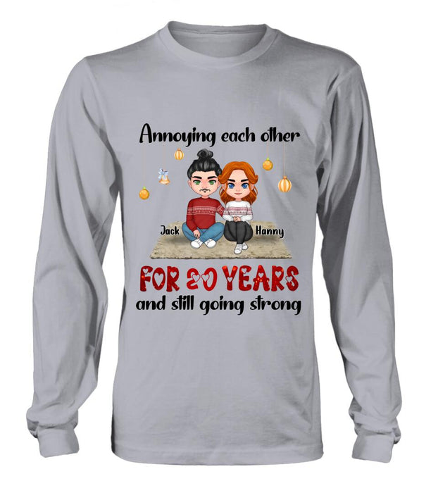 Custom Personalized Couple Christmas T-shirt/ Long Sleeve/Sweatshirt/Hoodie - Christmas Gift For Married Couples - Annoying Each Other For 20 Years And Still Going Strong