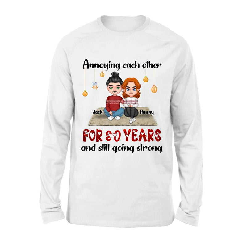 Personalized Couple Christmas T-shirt/Long Sleeve/Sweatshirt/Hoodie - Christmas Gift For Married Couples - Annoying Each Other For 20 Years And Still Going Strong