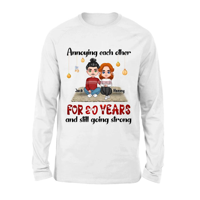 Custom Personalized Couple Christmas T-shirt/ Long Sleeve/Sweatshirt/Hoodie - Christmas Gift For Married Couples - Annoying Each Other For 20 Years And Still Going Strong