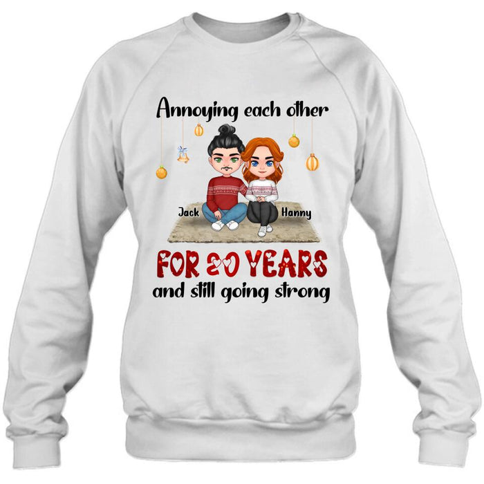 Custom Personalized Couple Christmas T-shirt/ Long Sleeve/Sweatshirt/Hoodie - Christmas Gift For Married Couples - Annoying Each Other For 20 Years And Still Going Strong