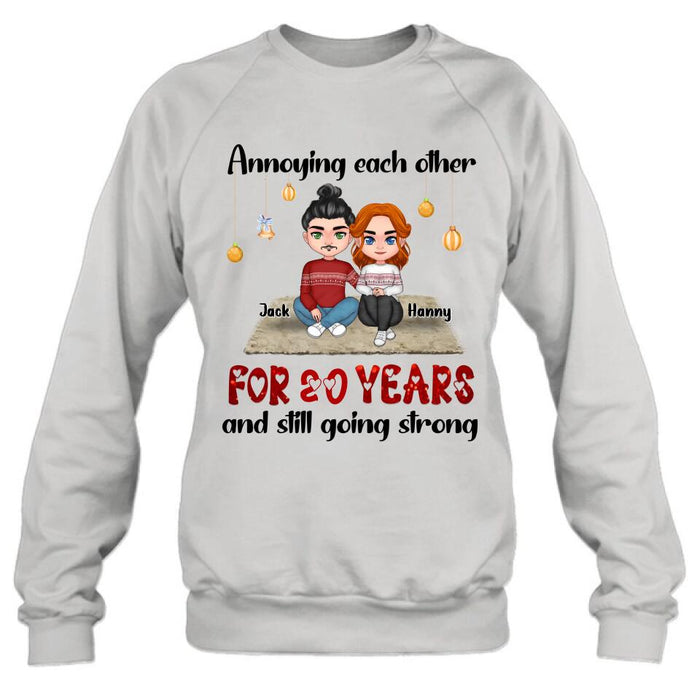 Custom Personalized Couple Christmas T-shirt/ Long Sleeve/Sweatshirt/Hoodie - Christmas Gift For Married Couples - Annoying Each Other For 20 Years And Still Going Strong