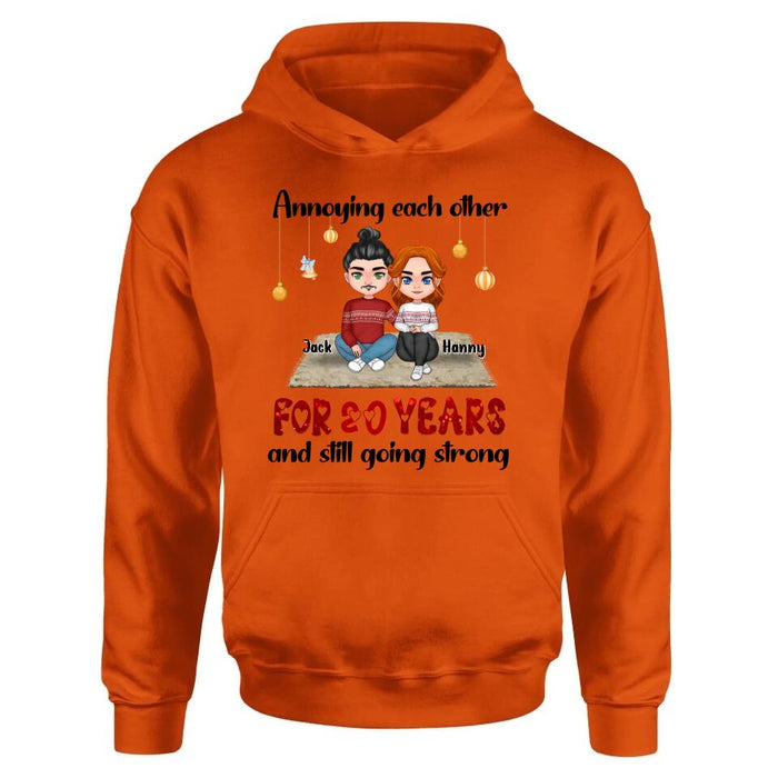 Custom Personalized Couple Christmas T-shirt/ Long Sleeve/Sweatshirt/Hoodie - Christmas Gift For Married Couples - Annoying Each Other For 20 Years And Still Going Strong