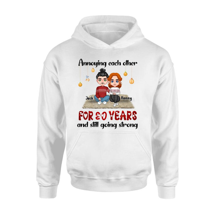 Custom Personalized Couple Christmas T-shirt/ Long Sleeve/Sweatshirt/Hoodie - Christmas Gift For Married Couples - Annoying Each Other For 20 Years And Still Going Strong