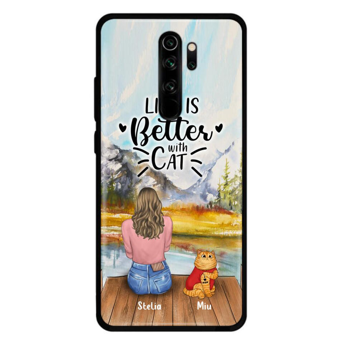 Custom Personalized Cat Mom Phone Case - Gifts For Cat Lovers With Upto 3 Cats - Home Is Where The Paws Are - I Love Mom - Case For iPhone, Samsung And Xiaomi