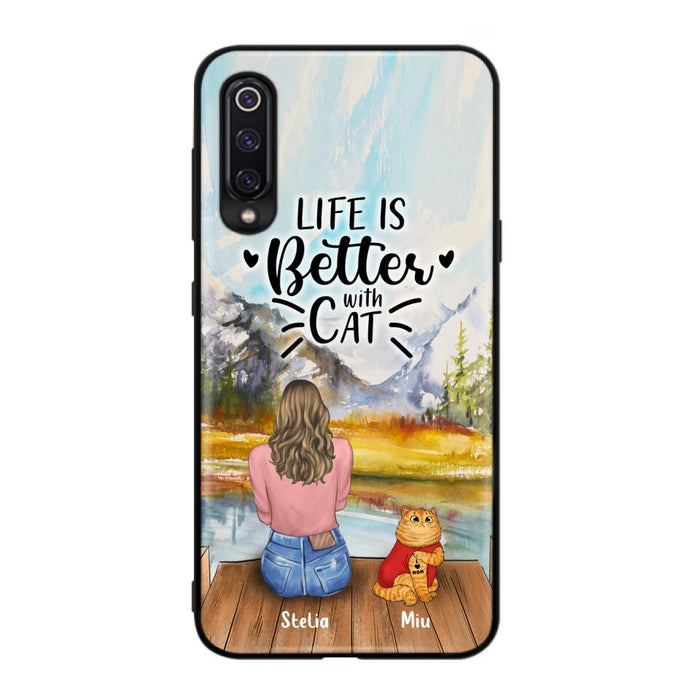 Custom Personalized Cat Mom Phone Case - Gifts For Cat Lovers With Upto 3 Cats - Home Is Where The Paws Are - I Love Mom - Case For iPhone, Samsung And Xiaomi