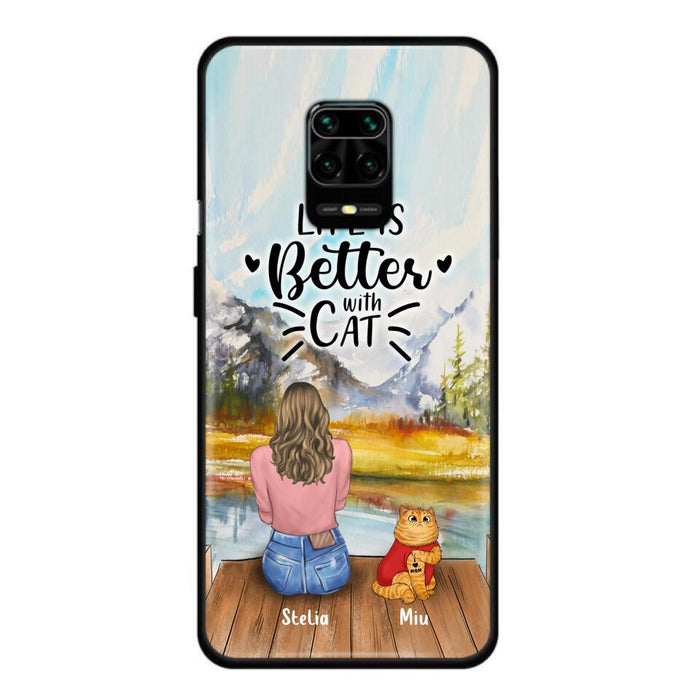 Custom Personalized Cat Mom Phone Case - Gifts For Cat Lovers With Upto 3 Cats - Home Is Where The Paws Are - I Love Mom - Case For iPhone, Samsung And Xiaomi