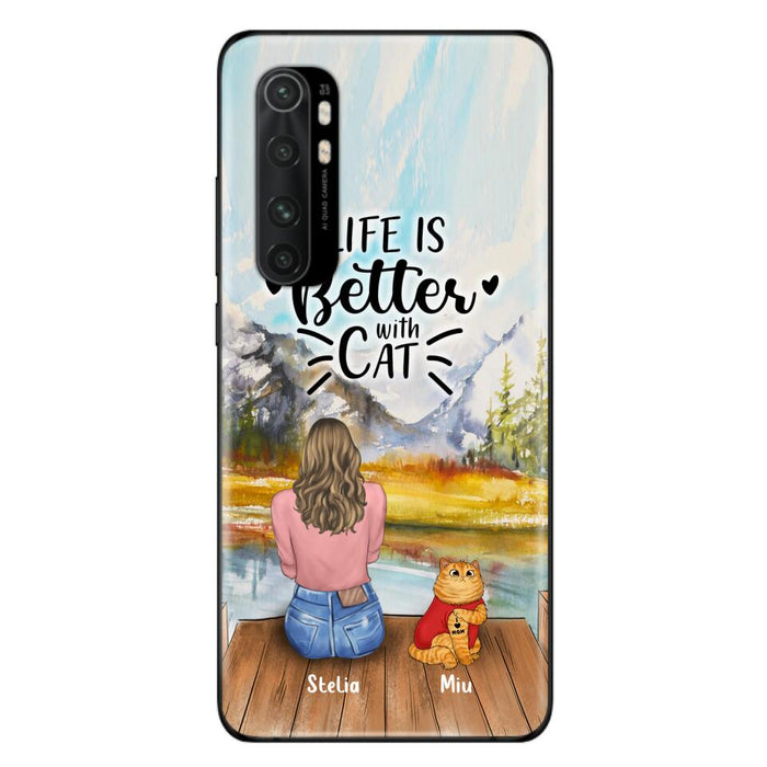 Custom Personalized Cat Mom Phone Case - Gifts For Cat Lovers With Upto 3 Cats - Home Is Where The Paws Are - I Love Mom - Case For iPhone, Samsung And Xiaomi