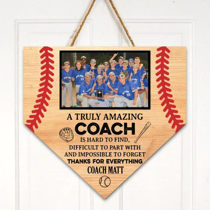 Custom Personalized Baseball Coach Wooden Sign - Team Gift For Baseball Coach/ End Of Season Gift - A Truly Amazing Coach