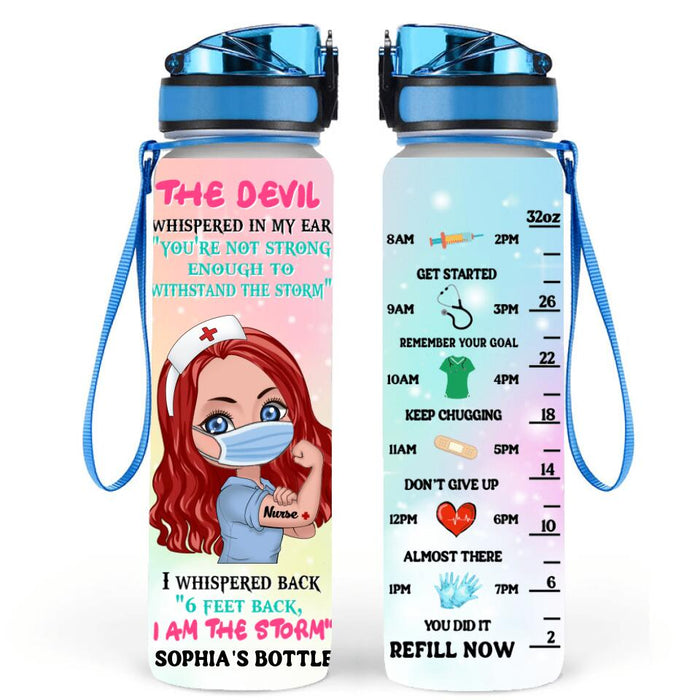 Custom Personalized Nurse Water Tracker Bottle - Gift Idea For Nurse - I Am The Storm