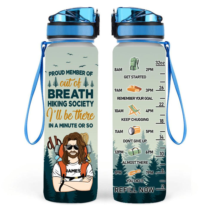 Custom Personalized Hiking Water Tracker Bottle - Gift Idea For Hiking Lover - Out Of Breath Hiking Society