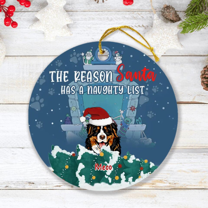 Custom Personalized Christmas Naughty Pets Ornament - Upto 5 Dogs/ Cats - Christmas Gift For Dog/ Cat Lovers - The Reason Santa Has A Naughty List