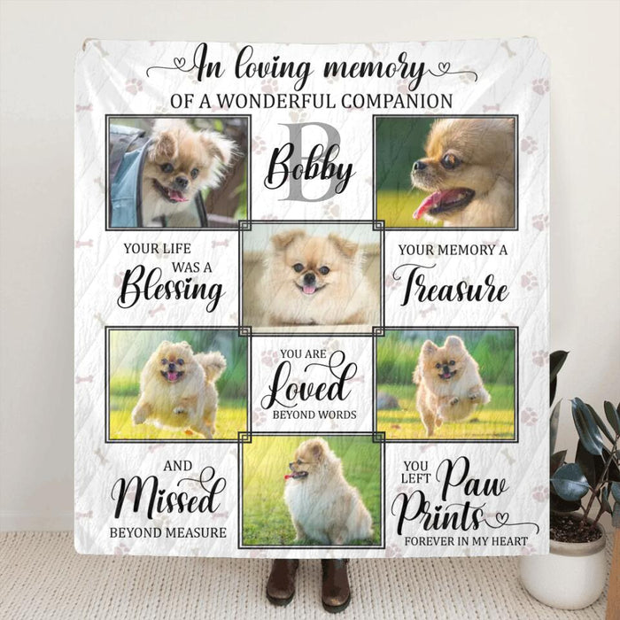 Custom Personalized Dog Photo Single Layer Fleece/ Quilt Blanket - Memorial Gift Idea For Dog Owner - Your Life Was A Blessing