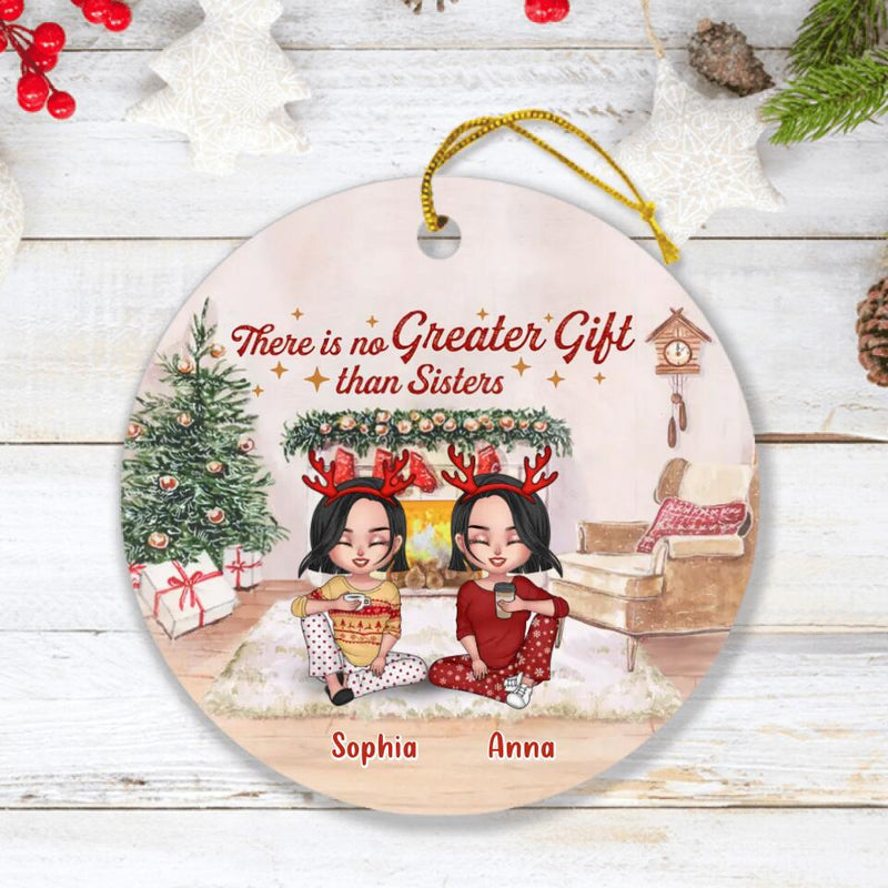 Personalized Christmas Circle Ornament - Gift Idea For Christmas/Sisters/Brothers with up to 4 People - There Is No Greater Gift Than Sisters