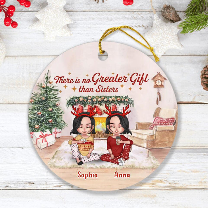 Custom Personalized Christmas Circle Ornament - Gift Idea For Christmas/ Sisters/ Brothers with up to 4 People - There Is No Greater Gift Than Sisters