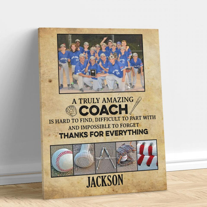 Custom Personalized Baseball Coach Canvas - Team Gift For Baseball Coach/ End Of Season Gift - Thanks For EveryThing