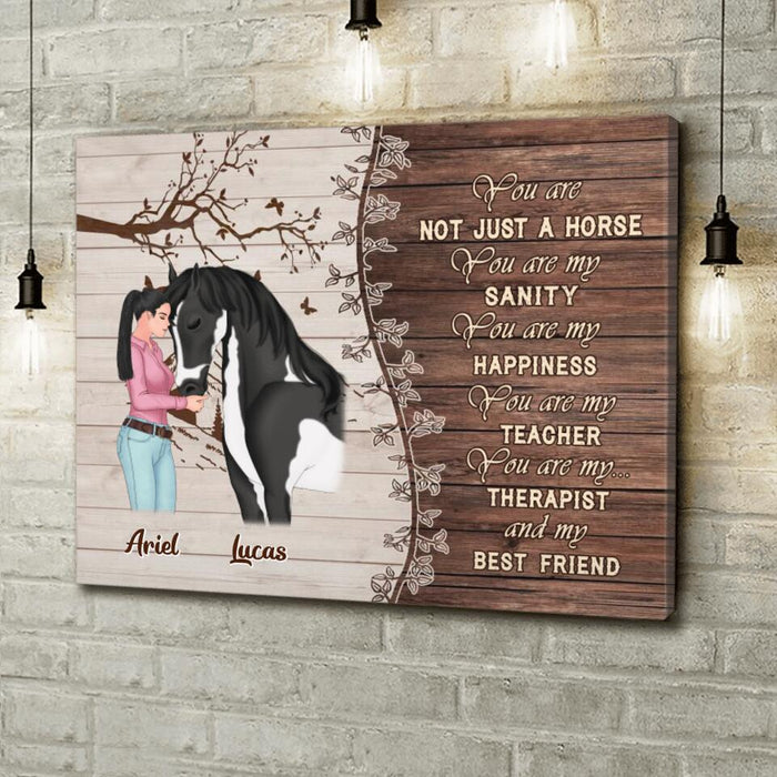 Custom Personalized Horse Girl Horizontal Canvas - Gift Idea For Horse Lovers - Up To 5 Horses - You Are Not Just A Horse, You Are My Sanity