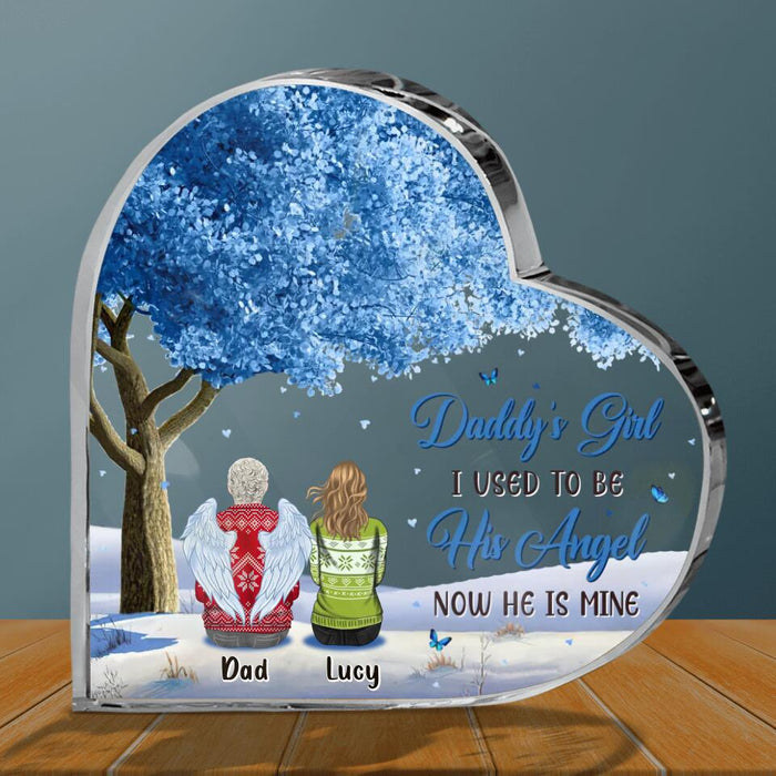 Custom Personalized Memorial Dad Crystal Heart - Memorial Gift Idea For The Loss Of Father - Daddy's Girl, I Used To Be His Angel. Now He Is Mine