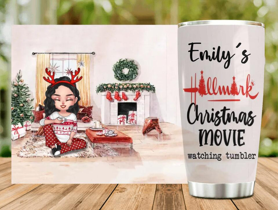 Custom Personalized Christmas Tumbler - Gift Idea For Christmas/ Friends - Emily's Hallmark Christmas Movie Watching Tumbler