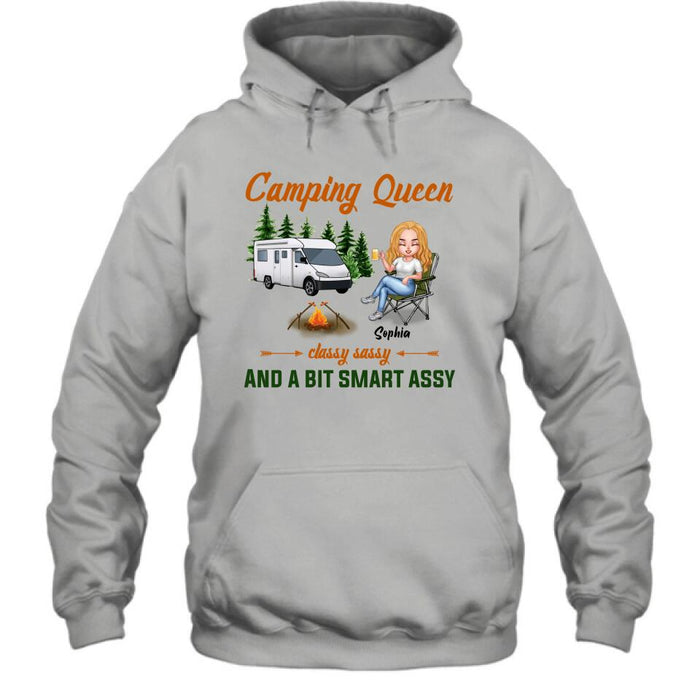 Custom Personalized Camping Queen Shirt/ Pullover Hoodie - Gift Idea For Camping Lover
