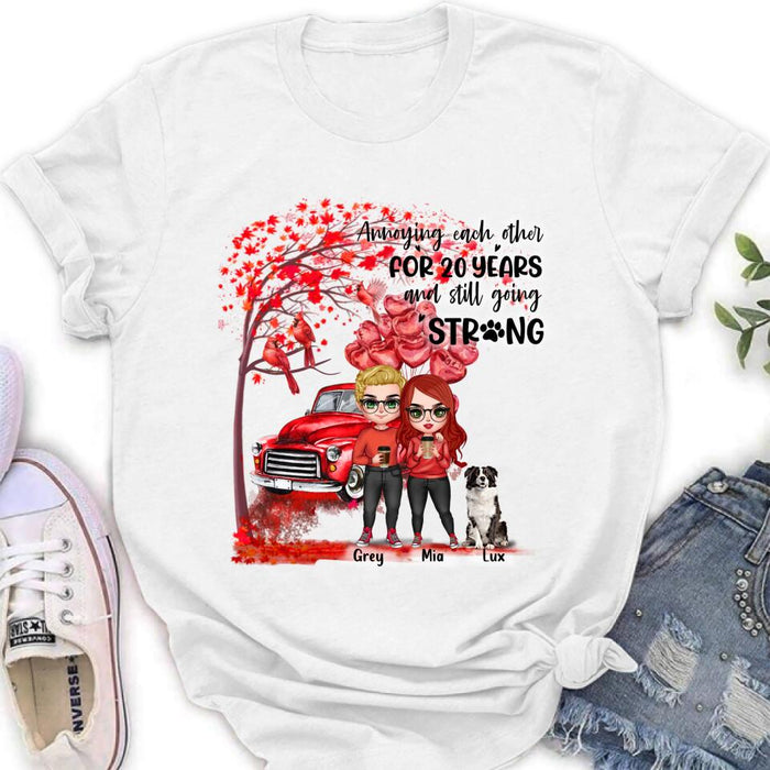 Custom Personalized Valentine Couple & Dog Shirt/ Pullover Hoodie - Valentine's Day Gift Idea For Couple - Annoying Each Other For 20 Years And Still Going Strong