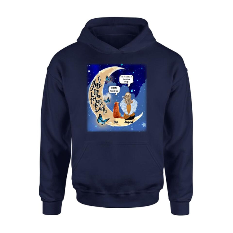 Personalized Memorial People And Pet Loss Shirt - Up to 4 Pets - Memorial Gift Idea For Dog/Cat Lover - I Love You To The Moon And Back