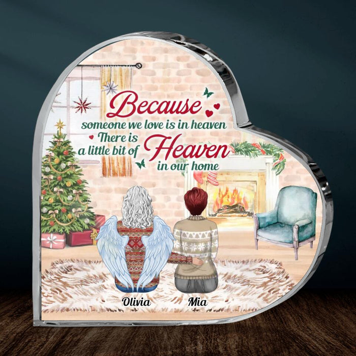 Custom Personalized Memorial Family Crystal Heart - Memorial Gift Idea For Family Member - Upto 10 People - Parents And Children - Because Someone We Love Is In Heaven
