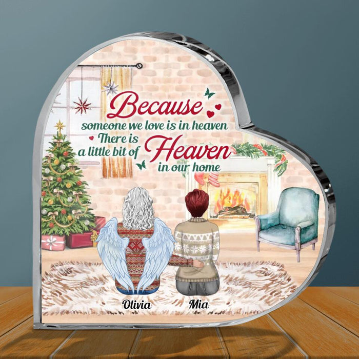 Custom Personalized Memorial Family Crystal Heart - Memorial Gift Idea For Family Member - Upto 10 People - Parents And Children - Because Someone We Love Is In Heaven