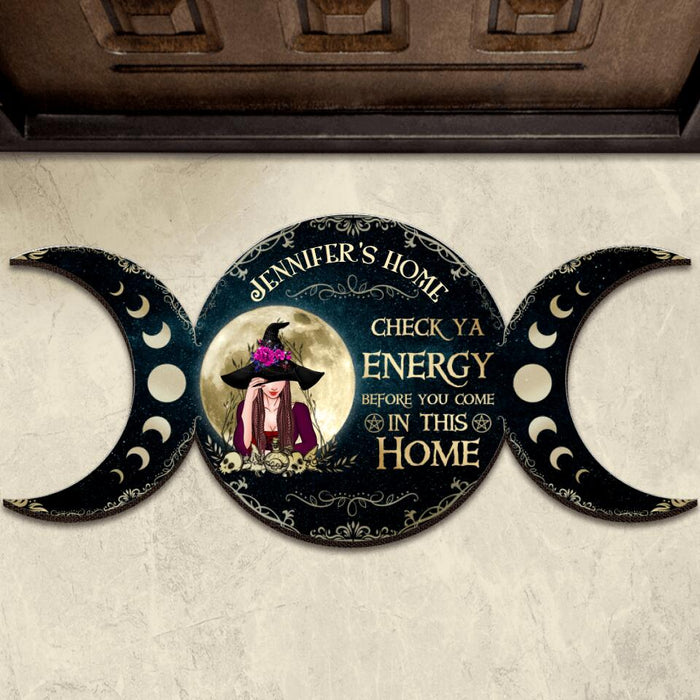 Personalized Witch Custom Shape Doormat - Gift Idea For Halloween/Wiccan Decor/Pagan Decor - Jennifer's Home Check Ya Energy Before You Come In This Home