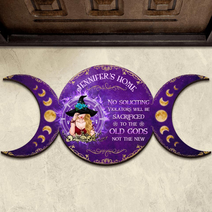 Personalized Wicca Custom Shape Doormat - Gift Idea For Halloween/Wiccan Decor/Pagan Decor - No Soliciting Violations Will Be Sacrificed