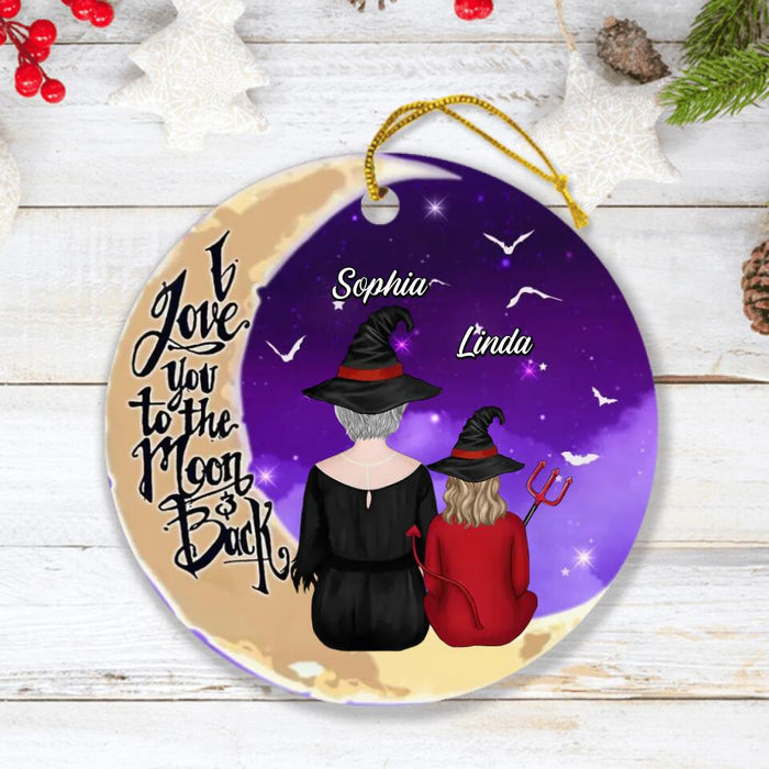 Custom Personalized Grandma Circle Ornament - Halloween Gift Idea For Grandma/Grandkid - I Love You To The Moon And Back