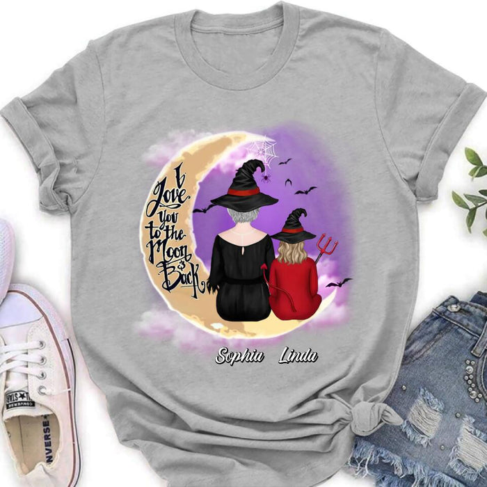 Custom Personalized Grandma Shirt/Hoodie - Halloween Gift Idea For Grandma/Grandkid - I Love You To The Moon And Back