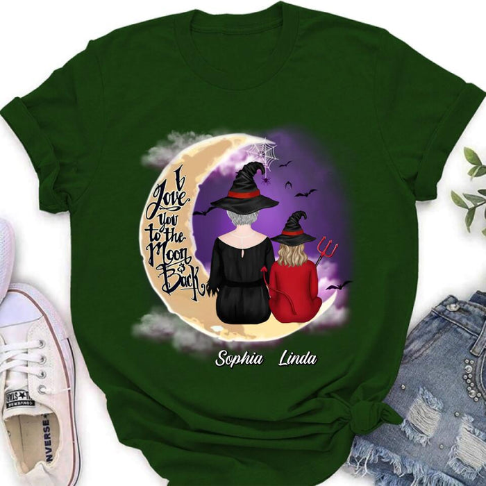 Custom Personalized Grandma Shirt/Hoodie - Halloween Gift Idea For Grandma/Grandkid - I Love You To The Moon And Back