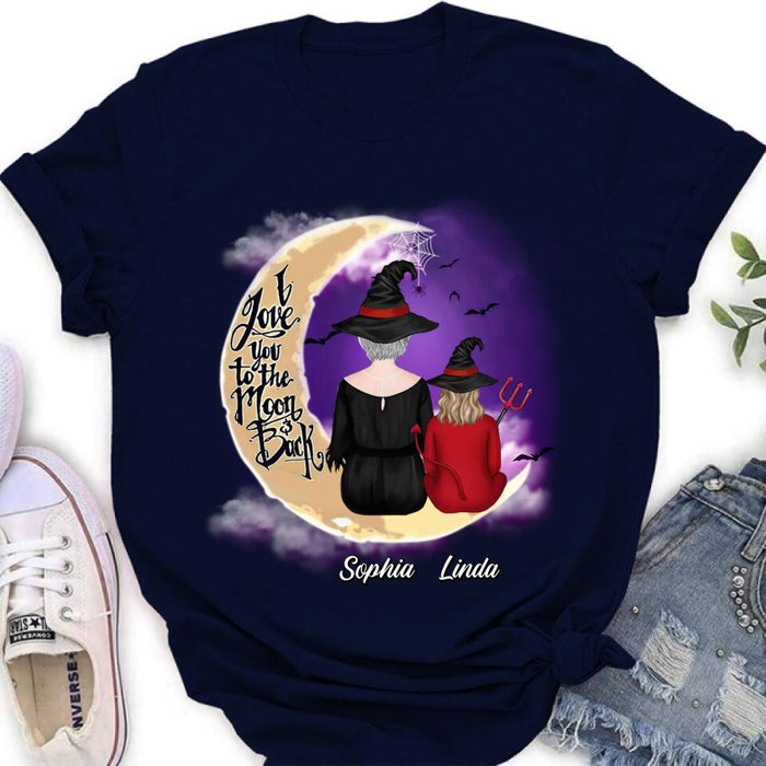 Custom Personalized Grandma Shirt/Hoodie - Halloween Gift Idea For Grandma/Grandkid - I Love You To The Moon And Back