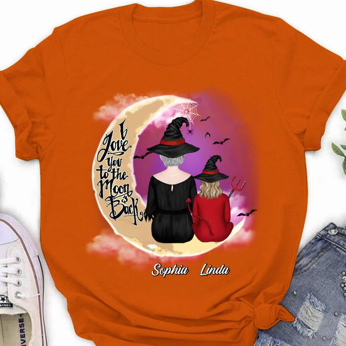 Custom Personalized Grandma Shirt/Hoodie - Halloween Gift Idea For Grandma/Grandkid - I Love You To The Moon And Back