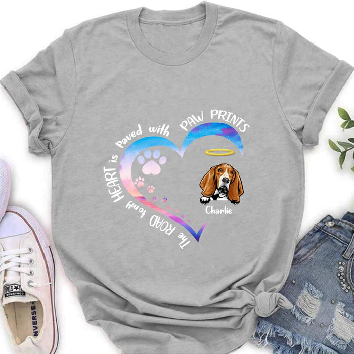 Personalized Dog Shirt/ Pullover Hoodie - Upto 3 Dogs -  Memorial Gift Idea For Dog Lover - The Road To My Heart Is Paved With Paw Prints