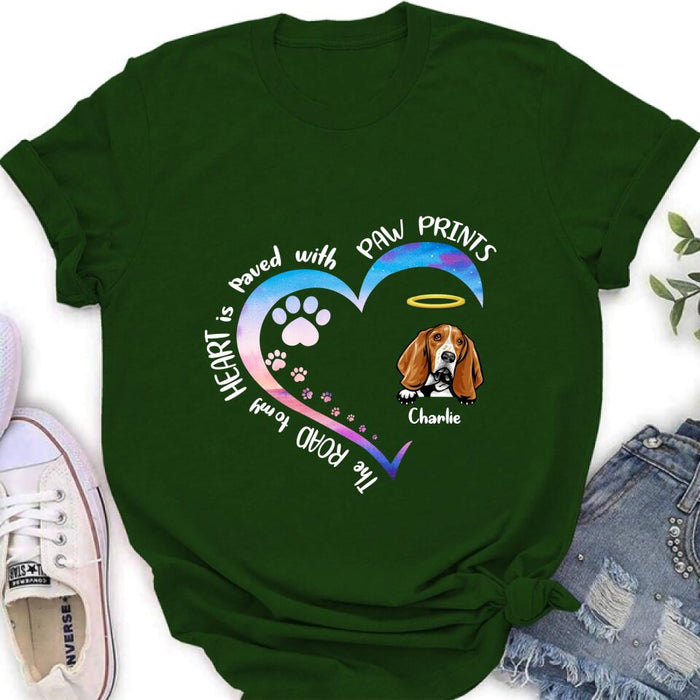 Personalized Dog Shirt/ Pullover Hoodie - Upto 3 Dogs -  Memorial Gift Idea For Dog Lover - The Road To My Heart Is Paved With Paw Prints