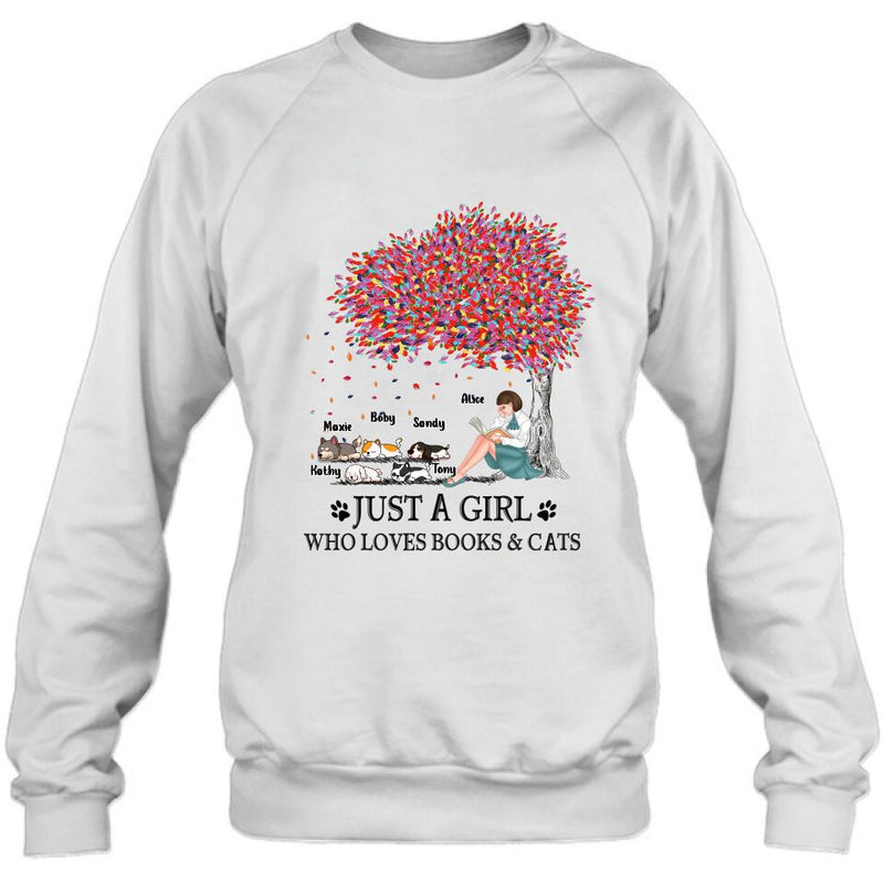 Personalized Reading Girl Shirt/Pullover Hoodie - Up to 5 Pets - Gift Idea For Book/Dog/Cat Lover - Just A Girl Who Loves Book