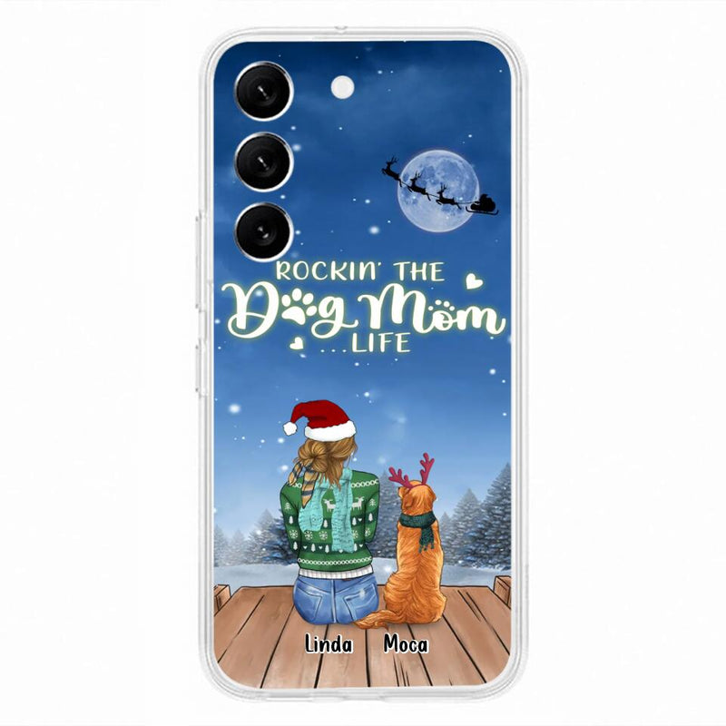 Personalized Christmas Dog Mom Phone Case - Up to 5 Dogs - Gift Idea For Dog Lover/Dog Mom - Rockin' The Dog Mom Life - Case For iPhone And Samsung
