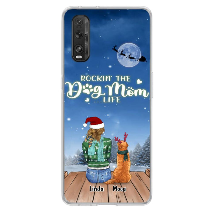 Custom Personalized Christmas Dog Mom Phone Case - Upto 5 Dogs - Gift Idea For Dog Lover/ Dog Mom - Rockin' The Dog Mom Life - Case For Xiaomi, Oppo And Huawei