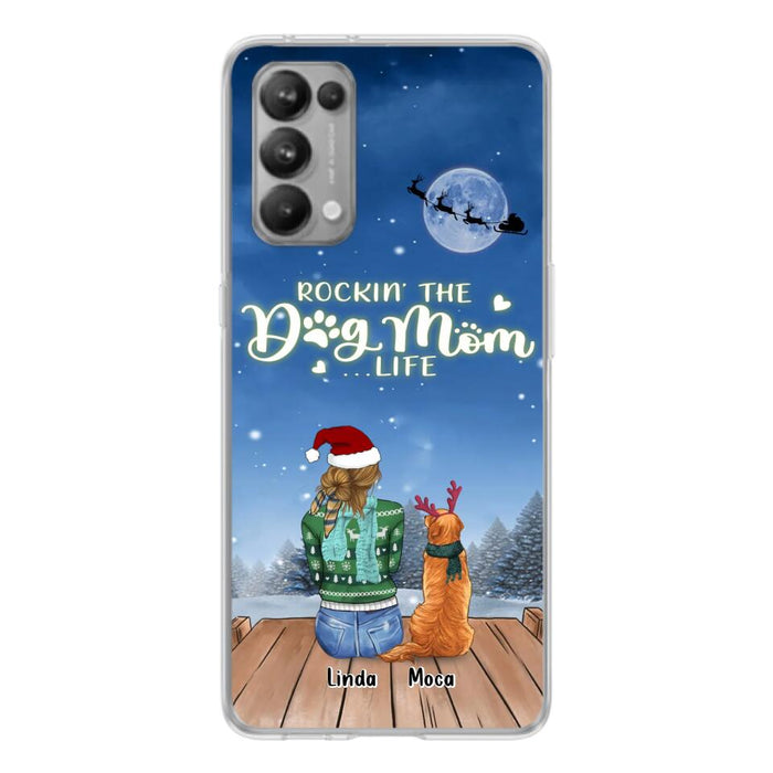 Custom Personalized Christmas Dog Mom Phone Case - Upto 5 Dogs - Gift Idea For Dog Lover/ Dog Mom - Rockin' The Dog Mom Life - Case For Xiaomi, Oppo And Huawei