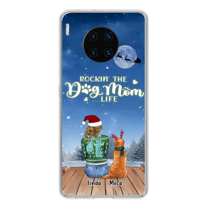 Custom Personalized Christmas Dog Mom Phone Case - Upto 5 Dogs - Gift Idea For Dog Lover/ Dog Mom - Rockin' The Dog Mom Life - Case For Xiaomi, Oppo And Huawei