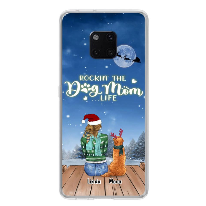 Custom Personalized Christmas Dog Mom Phone Case - Upto 5 Dogs - Gift Idea For Dog Lover/ Dog Mom - Rockin' The Dog Mom Life - Case For Xiaomi, Oppo And Huawei