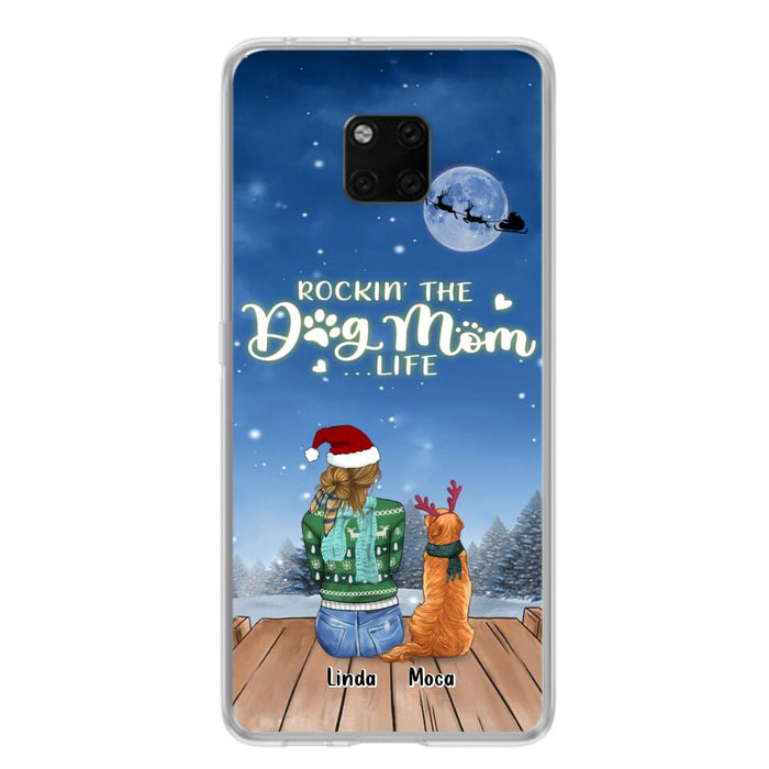 Custom Personalized Christmas Dog Mom Phone Case - Upto 5 Dogs - Gift Idea For Dog Lover/ Dog Mom - Rockin' The Dog Mom Life - Case For Xiaomi, Oppo And Huawei