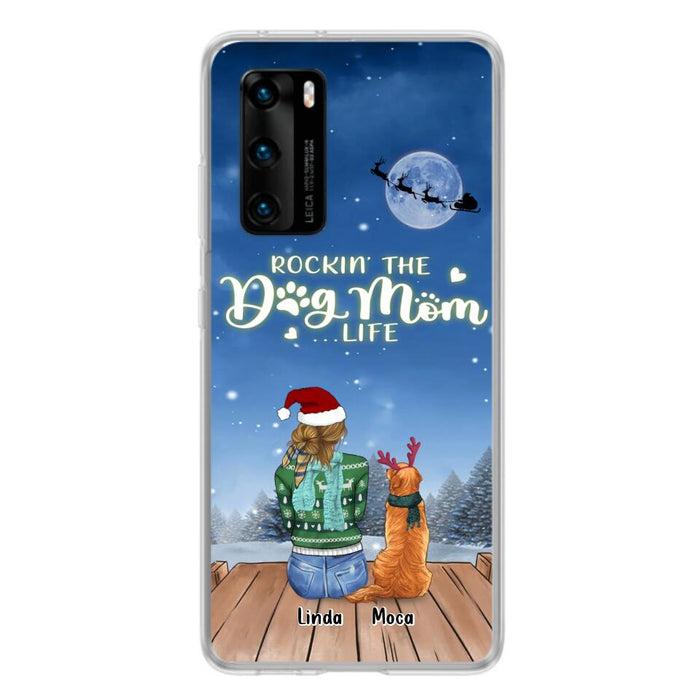 Custom Personalized Christmas Dog Mom Phone Case - Upto 5 Dogs - Gift Idea For Dog Lover/ Dog Mom - Rockin' The Dog Mom Life - Case For Xiaomi, Oppo And Huawei