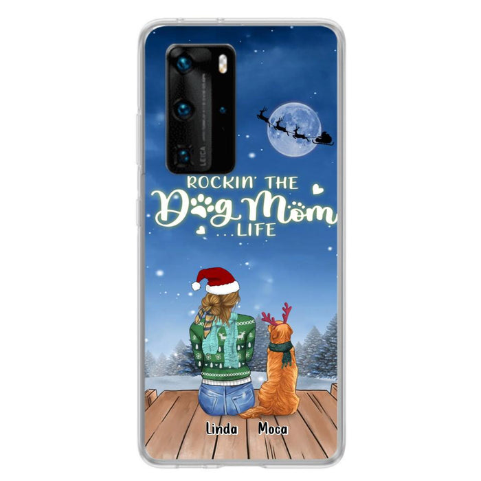 Custom Personalized Christmas Dog Mom Phone Case - Upto 5 Dogs - Gift Idea For Dog Lover/ Dog Mom - Rockin' The Dog Mom Life - Case For Xiaomi, Oppo And Huawei