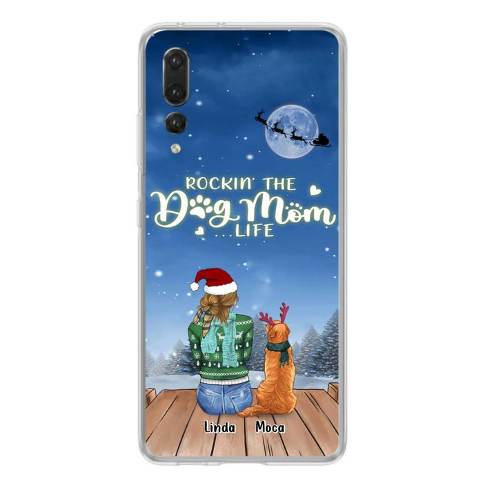 Custom Personalized Christmas Dog Mom Phone Case - Upto 5 Dogs - Gift Idea For Dog Lover/ Dog Mom - Rockin' The Dog Mom Life - Case For Xiaomi, Oppo And Huawei